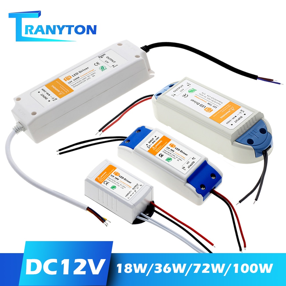 18W 36W 72W 100W Led Voeding DC12V Driver Verlichting Transformers Voor Led Strip lichten 12V Voeding Adapter