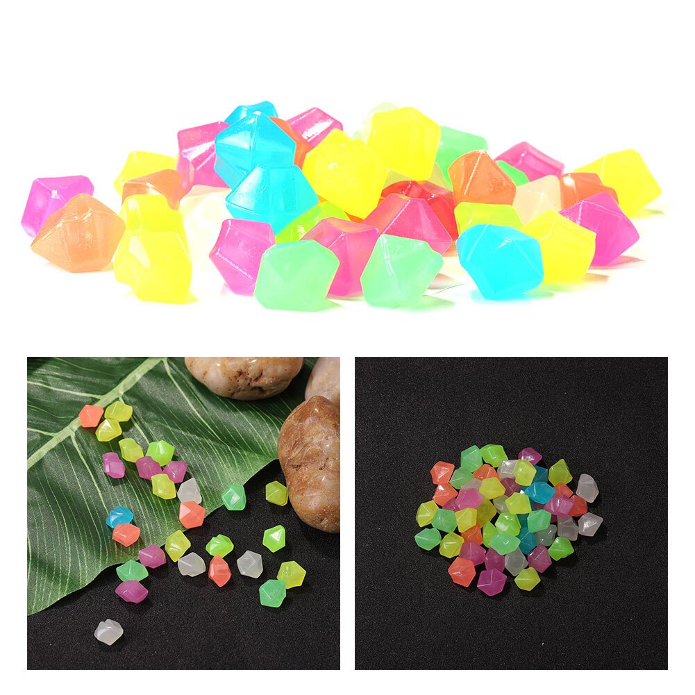100Pcs Luminous Glowing Stones GloIin the Dark Garden Outdoor Aquarium Accessories for Fish Tank Decoration