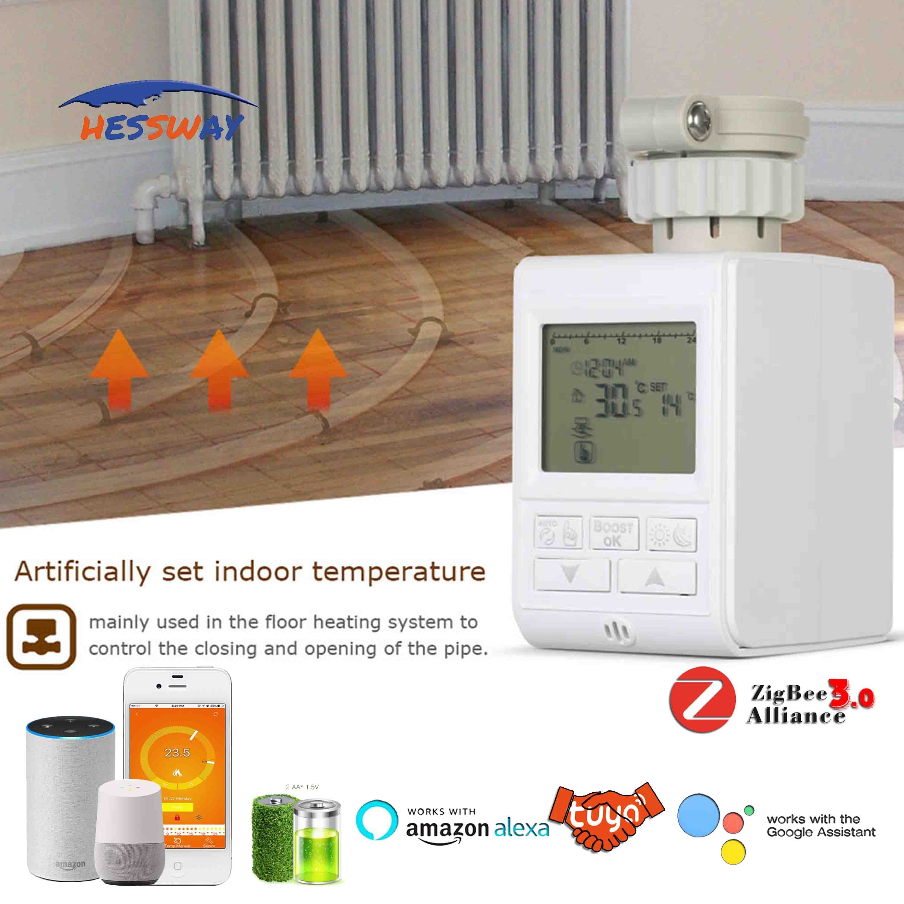 Zigbee-válvula inteligente WIFI para calefacción de suelo, radiador, termostato, funciona con Alexa y Google home