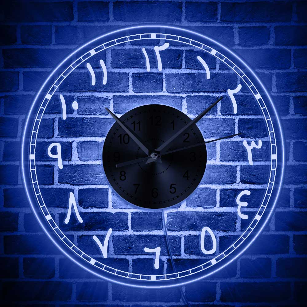Arabic Numerals Modern Acrylic Wall Clock Arabic Numbers LED Lighting Backlight Wall Clock Islamic Living Room Interior Decor
