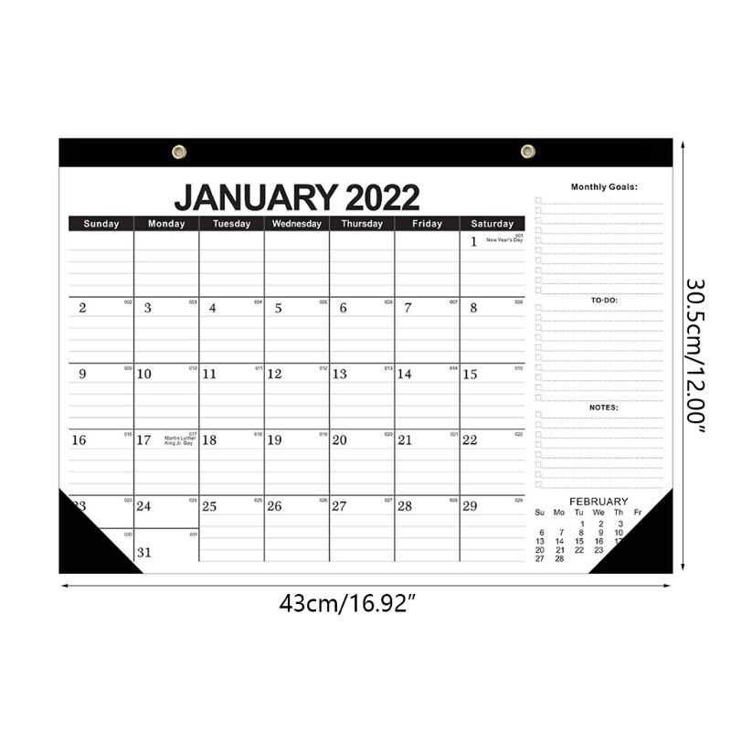 69HF Mini Desk Pad Calendar 2022-2023 Calendar Black English Classic Style Desktop Calendars for Home Bedroom Office Agenda