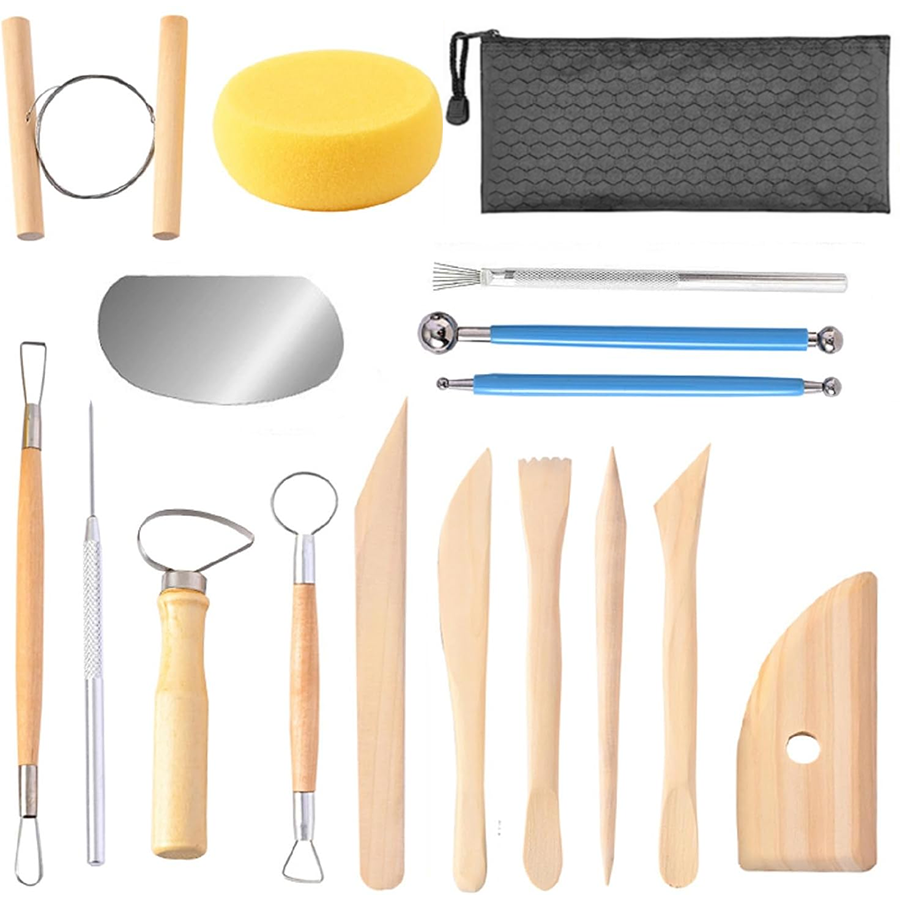Keramische gereedschapsset, 8/17-delige polymeerklei gereedschap, model klei snijgereedschapsset, aardewerk CarvingTools, trimmen, embossingpatronen: Light Grey