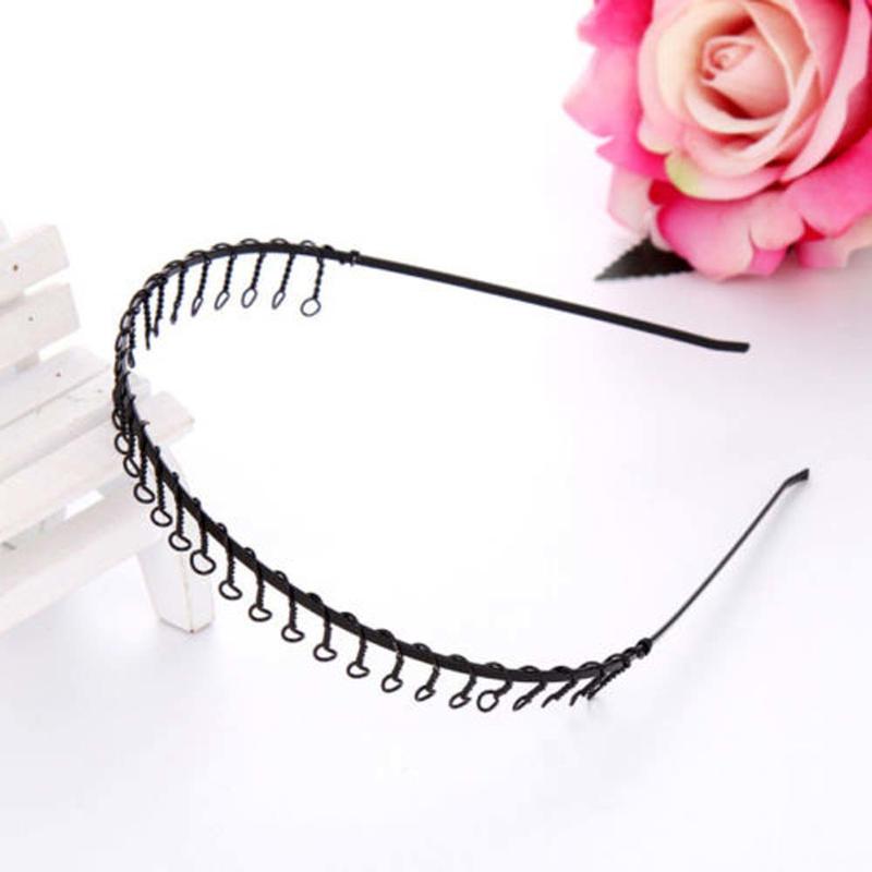 Diadema deportiva de fútbol para hombre, cinta de pelo con dientes de alambre de Metal, color negro, novedad