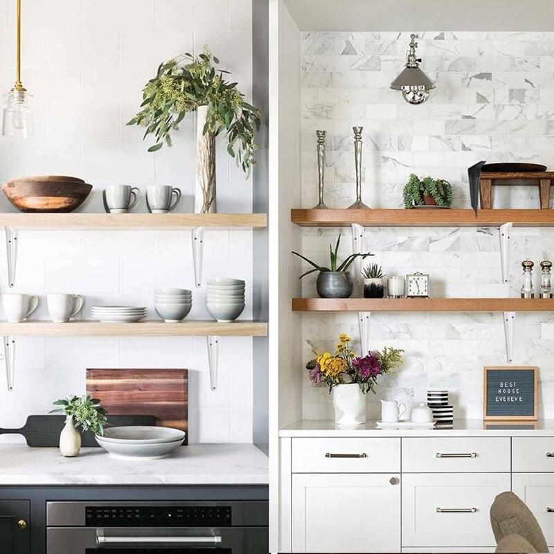 Shelf Brackets White, Heavy Duty Steel Metal L Brackets For Shelves, J Brackets Wall Angle Corner Brace For Wood Board