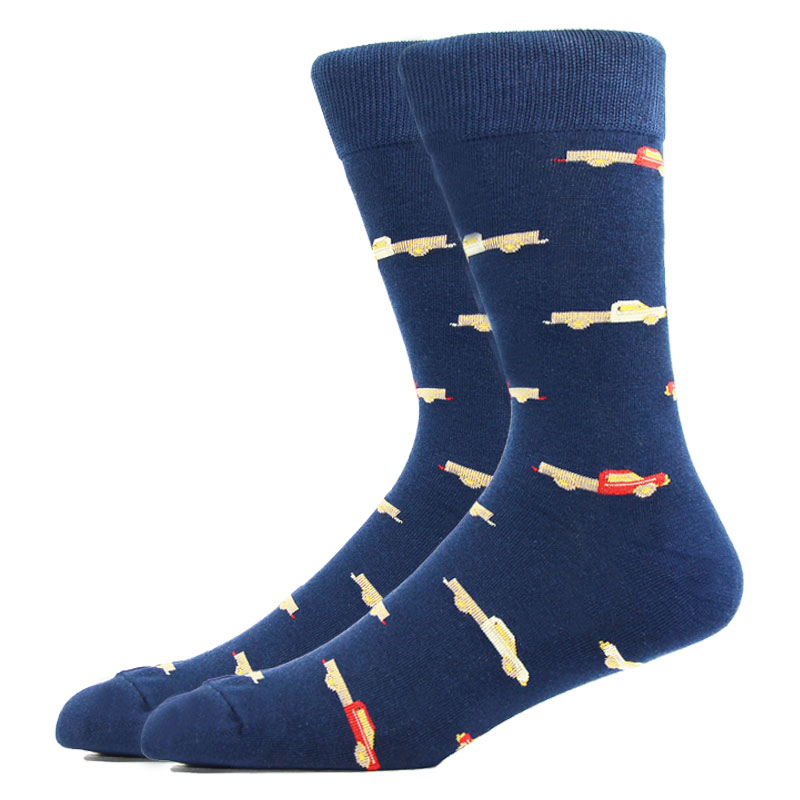 Chaussettes Harajuku pour hommes, motif de couleur artistique, hélicoptère, moto électrique, voiture en coton: CN11036-3
