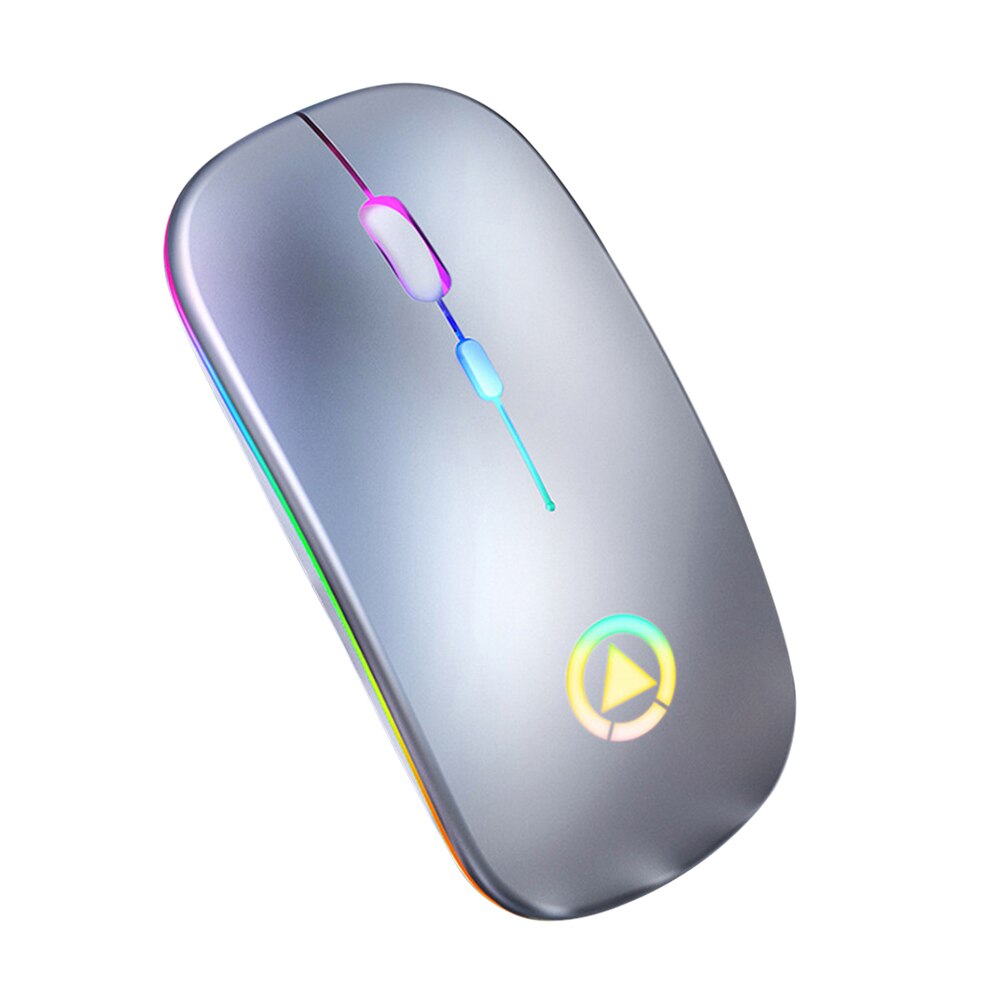 Wireless Bluetooth Mouse Computer Mice Gaming Silent Rechargeable Ergonomic Mause With LED Backlit USB Mice For PC Laptop: Silver