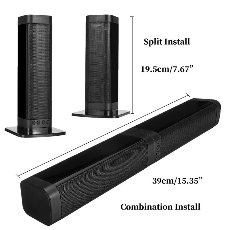 Hjemmekino 20w bluetooth høyttaler tv soundbar bærbar kolonne lyd super bass 4d stereo subwoofer musikksenter system bom eske