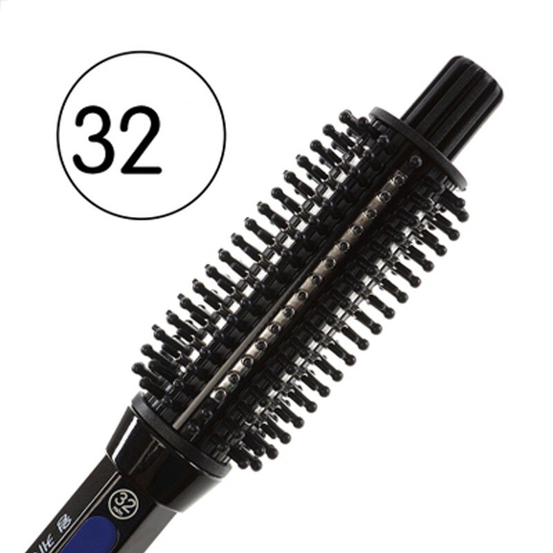 2 In 1 Pro Ceramic Hair Curler Electric Comb Hair Brush Hair Curlers Roller Styling Tools Hair Curling Iron Multifunction: 32mm / US