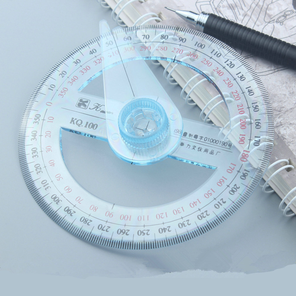 Transparent Plastic 360 Degree Diameter 10cm Protractor Ruler Angle Finder for Office Protractors