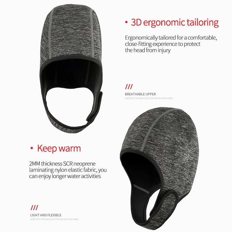 Svømmehatt dykkinghette med skulder snorkleutstyr lue hette halsdeksel svømme våtdrakt 3d vanntett dykkerhodetrekk