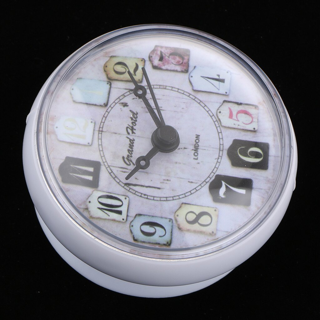 European Style Small Waterproof Round Clock for Bathroom Suction Up Mirror Window Clock, Pink/ White