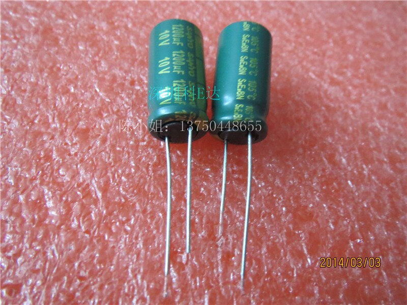 50 Uds SANYO hacha 10V1200UF 10X20MM verde oro 1200UF 10V de alta frecuencia condensador electrolítico 1200uF/10V de 105 grados