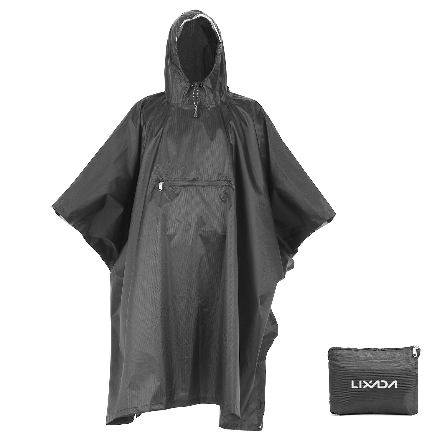 Lixada Hooded Rain Poncho Waterproof Rain Coat Raincoat Jacket Cycling Rain Cover for Outdoor Camping Hiking Fishing: Default Title