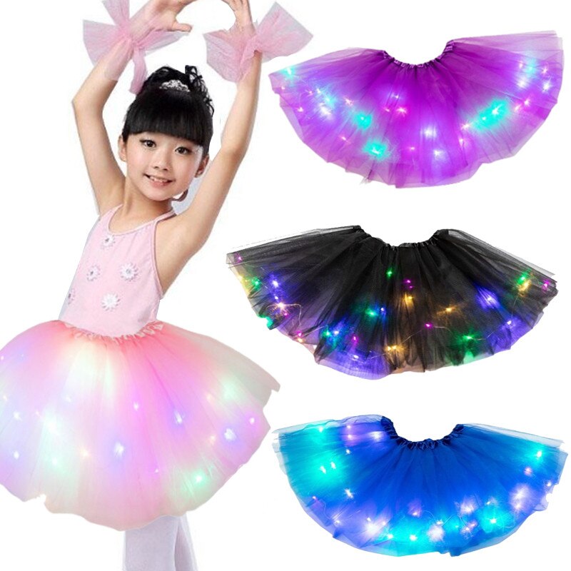 8 Kleuren Gloeiende Led Meisjes Tutu Rokken Pure Verse En Zoete Plooirok Party