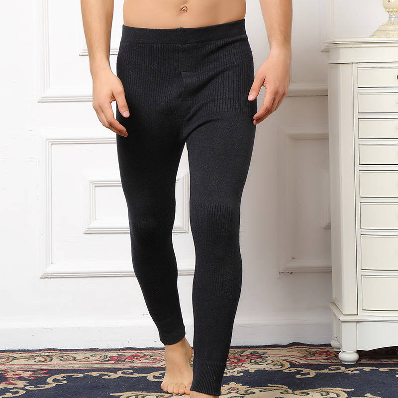 Leggings Double plus épais en cachemire et laine pour homme, pantalon tricoté , Long, pour l'hiver, 3 couleurs,: Dark grey / M
