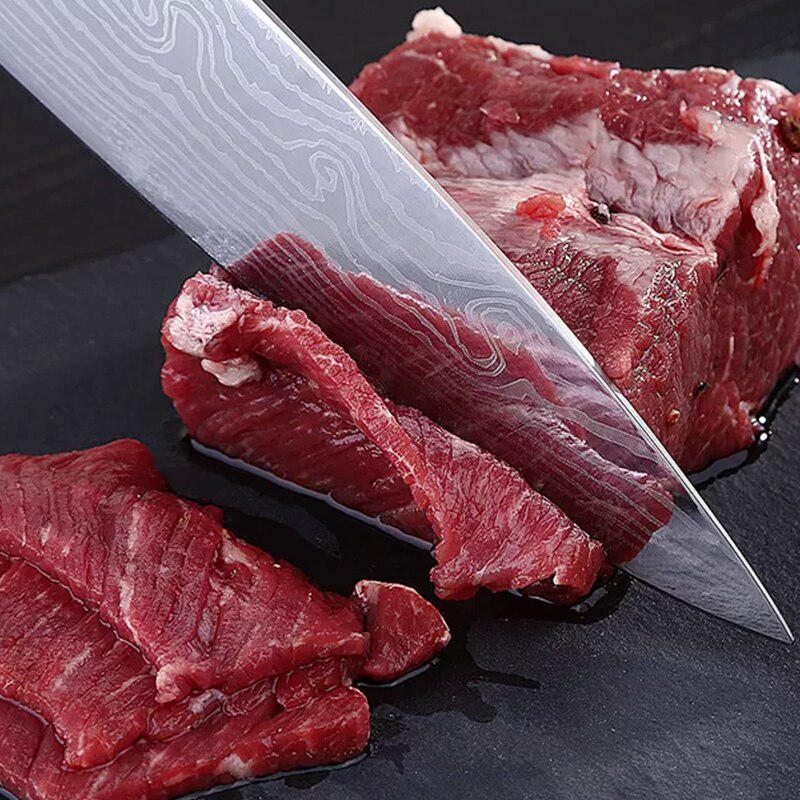 Juego de cuchillos de cocina Santoku para Chef, herramientas de pelado japonés para carne, frutas, pescado y verduras, cuchillas de acero inoxidable, 4 piezas