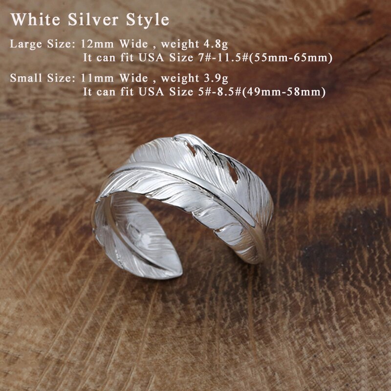 Anello degli uomini di 100% Reale dell'argento sterlina 925 Della Piuma di Marca Anello di Coppia Femminile Gioielli Thailandia Argento Dell'annata di Stile del Commercio All'ingrosso FR30