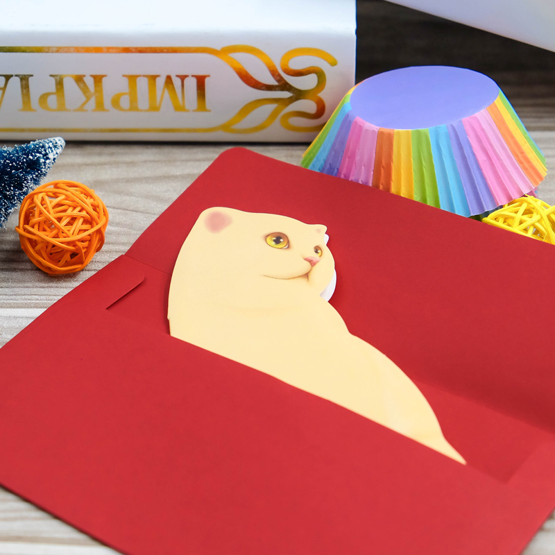 Carte d'invitation Mini chat pliant | Carte de vœux pour anniversaire, noël, fournitures de décoration,! 5 pièces