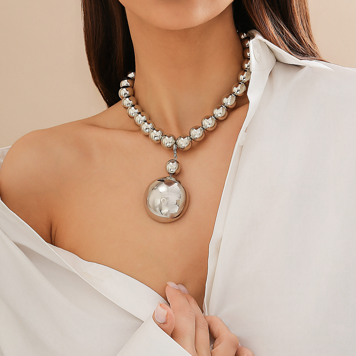 Collar de cadena de cuentas de bola grande CCB acrílico gótico exagerado para mujer, Gargantilla corta pesada Punk, joyería Grunge Steampunk para hombres: De arma