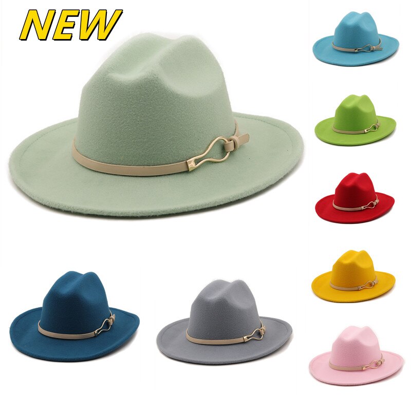 Sombrero de fieltro clásico británico para hombre y mujer, accesorios de sombrero de vaquero, sombrero de Jazz, sombrero de caballero