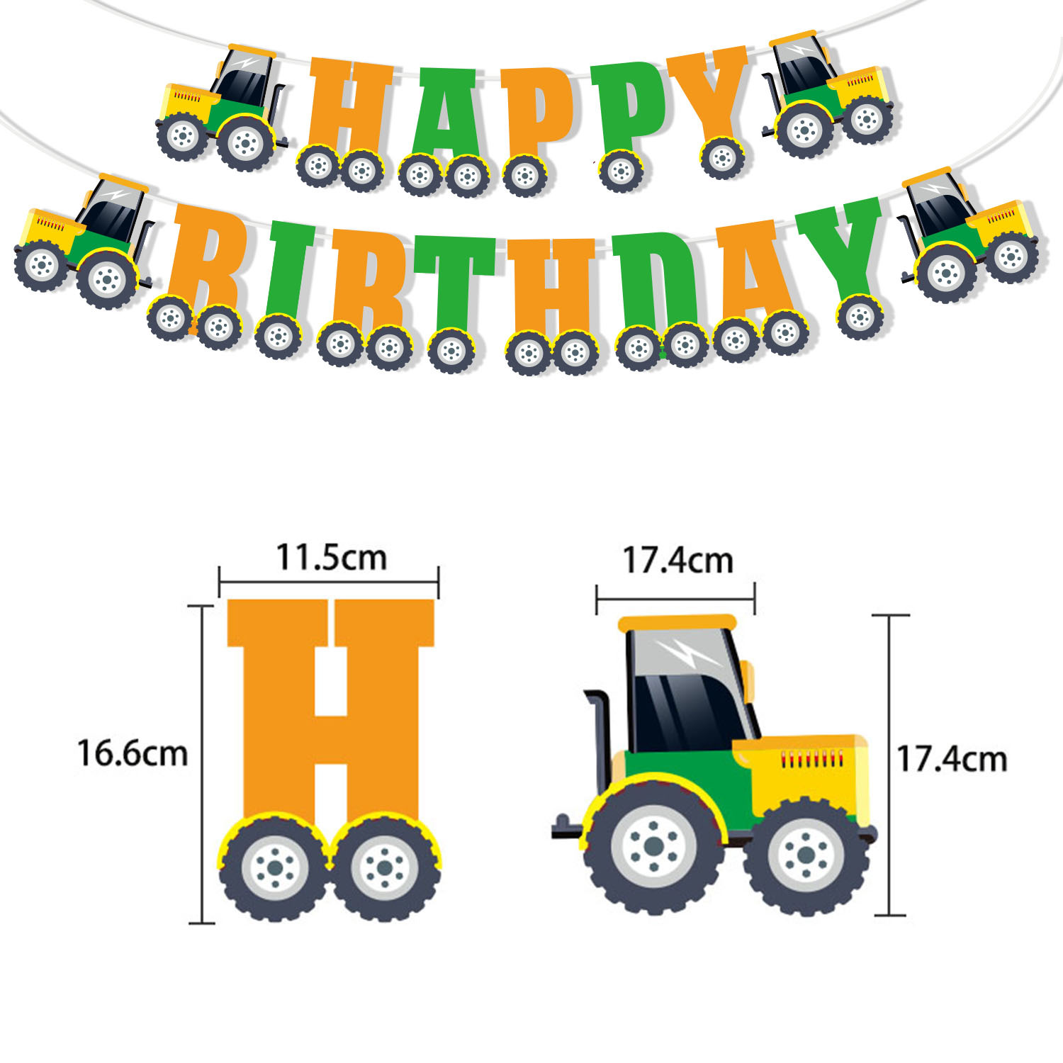 Tracteur gâteau Topper vert véhicule de ferme voitures joyeux anniversaire gâteau Topper enfants ferme tracteur thème fête tracteur gâteau décorations: Black