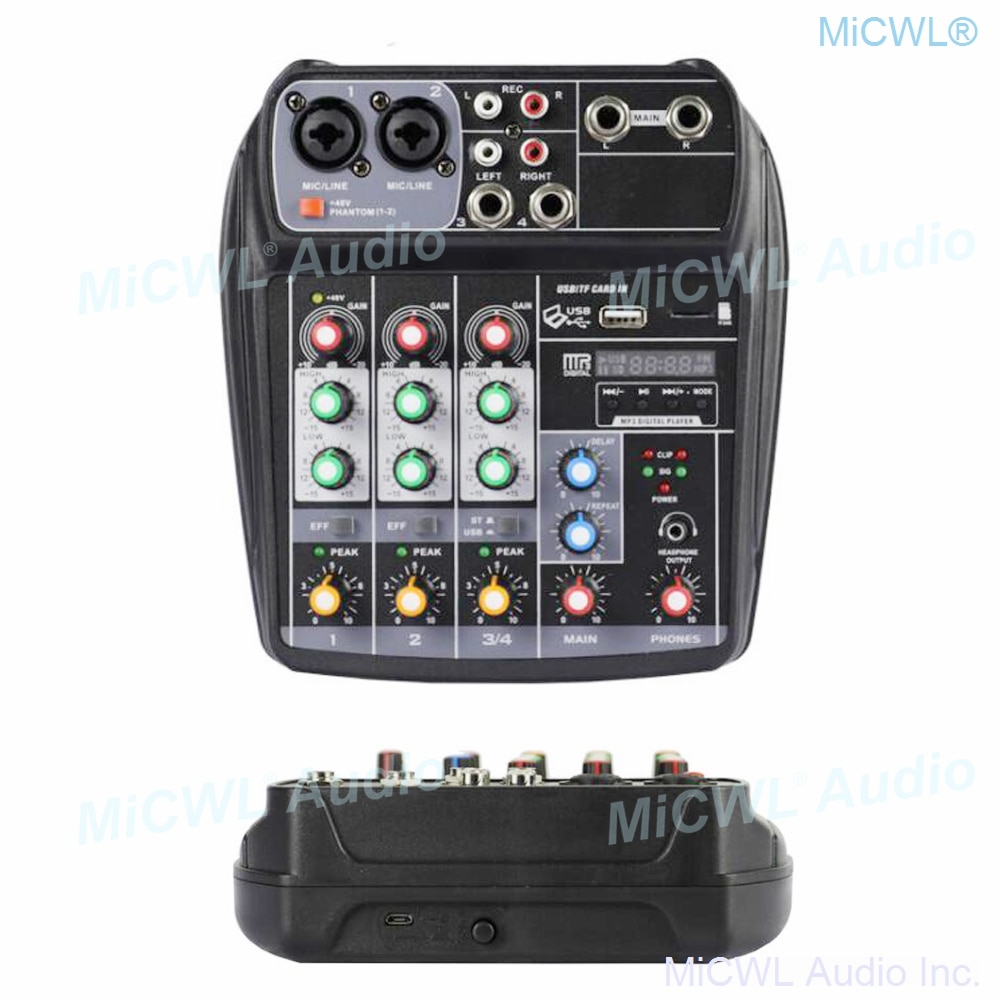 LX4 4 Channel Portable Audio Mixer Console DSP Bluetooth USB Cable connect PC