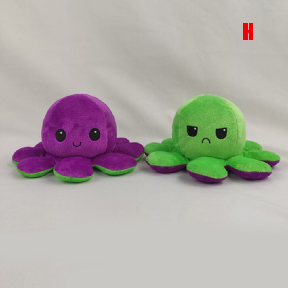 Cute Octopus Plush Toys Double-sided Flip Octopus Soft Reversible Stuffed Octopus for Kids Family Friends SCI8: h