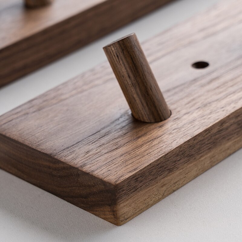 Solid Wood Brass Hook Clothes Hook Wall Entrance Wall Hanging After The Door Wall Mount Key Coat Hooks Walnut Wood