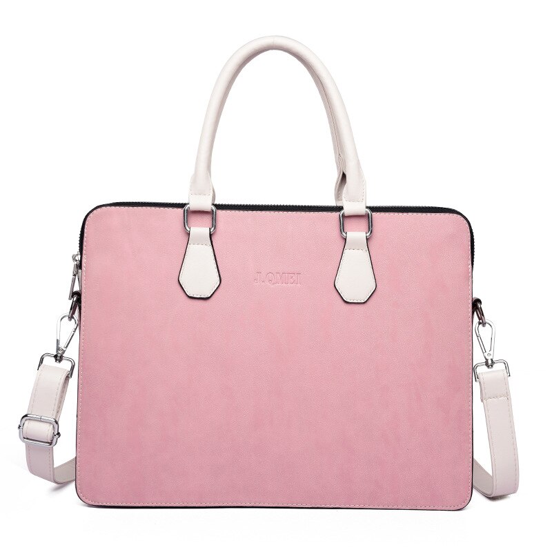 Stylish Laptop bag for Women 15.6 15 14 13.3 13 inch PU Leather notebook computer bags handbag: Pink / 15-inch