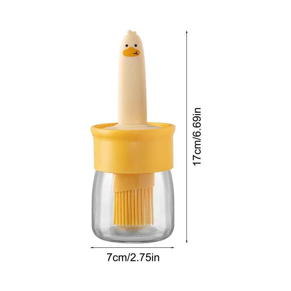 Botella de aceite de pato bonita para cocina, contenedor de aceite de silicona con cepillo, botella dispensadora de aceite, cepillo para hornear, utensilio de cocina: YELLOW