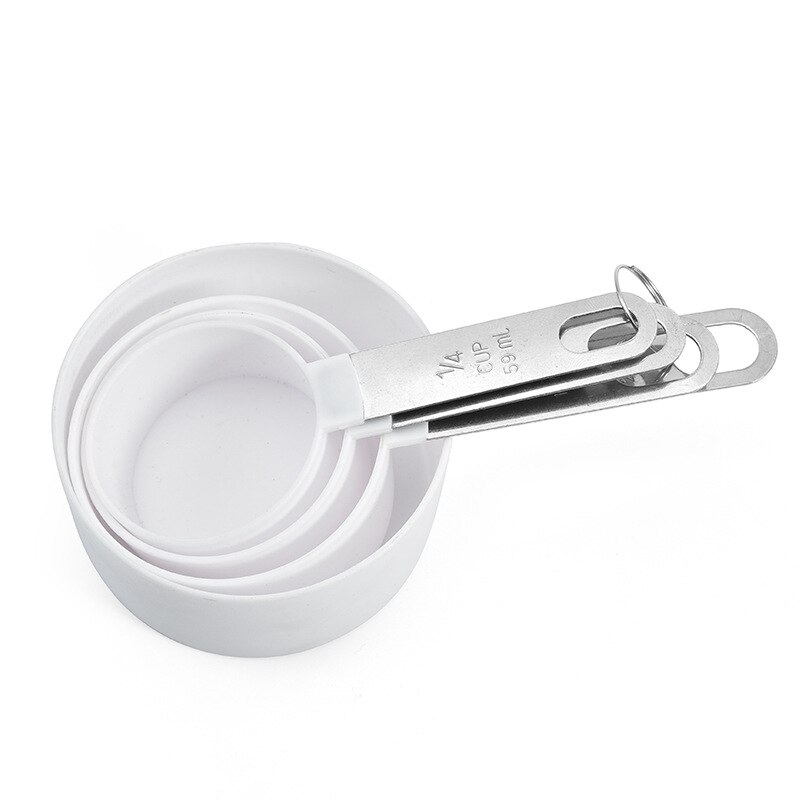 4 Stks/set Keuken Maatlepels Multifunctionele Maatbeker Rvs Handvat Meetinstrumenten Keuken Gadgets: white cup