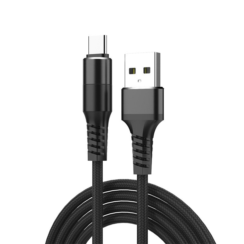 Snelle 2.4A Usb Type-C Opladen Nylon Gevlochten Mobiele Telefoon Kabel Type C Cord Oplaadkabel Voor Huawei Xiaomi samsung TXTB1: Black