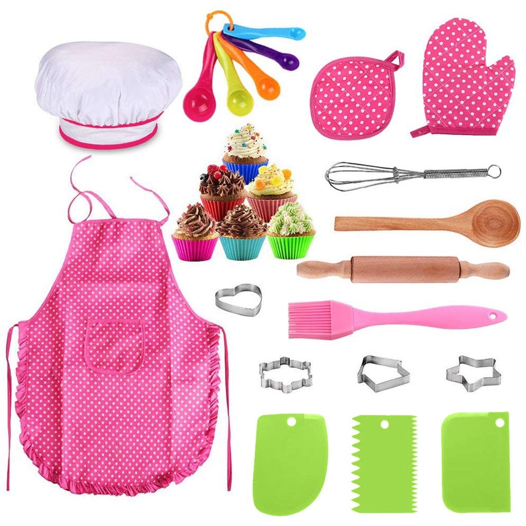 Kit de cuisine pour enfants, 25 pièces, cuisine, Diy, gâteau, pâtisserie, Dessert, kit de cuisson, ensemble d'ustensiles créatifs et amusants pour enfants