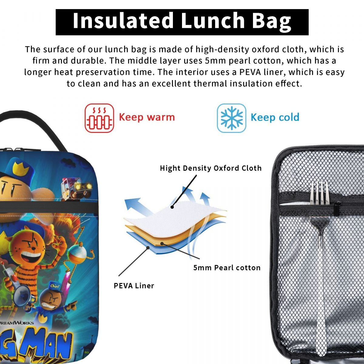 Insulated Cute Mouse Lunch Bags Dog Man Merch Lunch Container INS Trendy Cooler Thermal Lunch Box For Picnic