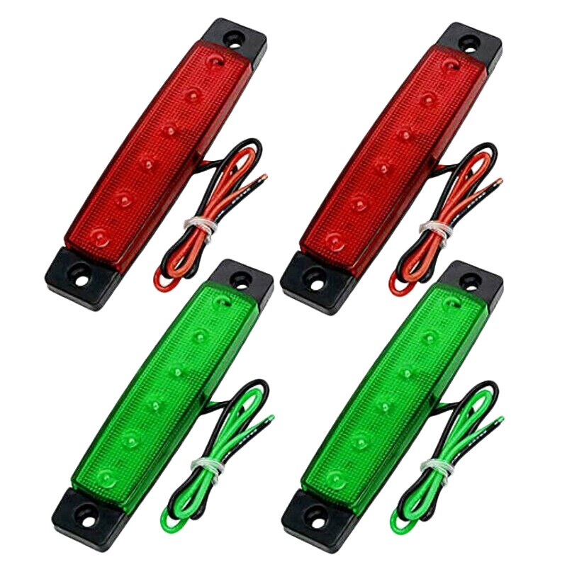 Luces LED de popa para barcos, luz de estribor, 12V, rojo, verde, 4 Uds.