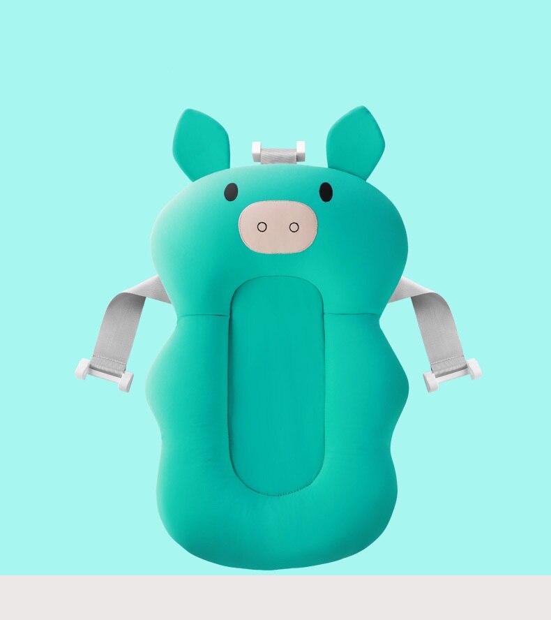 Cartoon Effen Pig Kinderen Bad Antislip Seat Safe Douche Pad Mooie Dierlijke Vorm Comfortabele Stof Wetenschap Carve Gezonde: Green Pig
