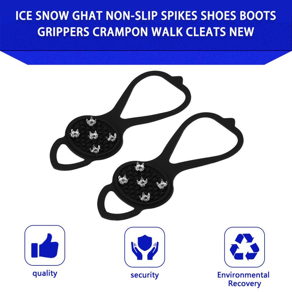 Offre Spéciale 1 paire Marcher Taquet Pince À Glace Anti-dérapant Glace Neige Chaussure De Marche Spike Poignée Camping Escalade Glace Crampon Glace