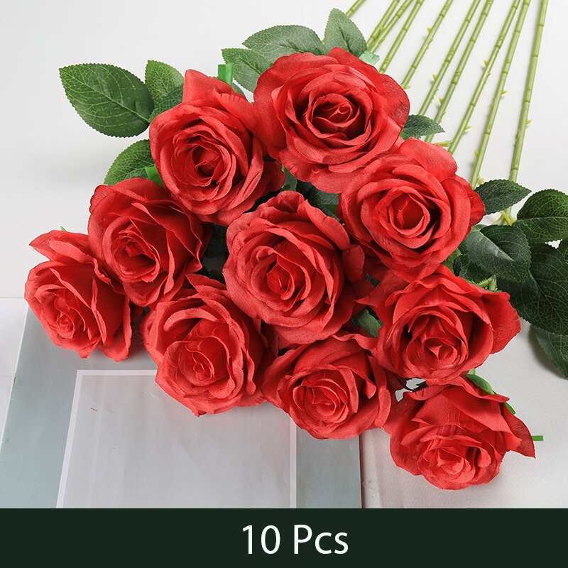 10 Pcs Rose Artificielle Flower Silk Rose Flower 50cm High Wedding Flowers Decoration Luxury Home Decor Valentine Day