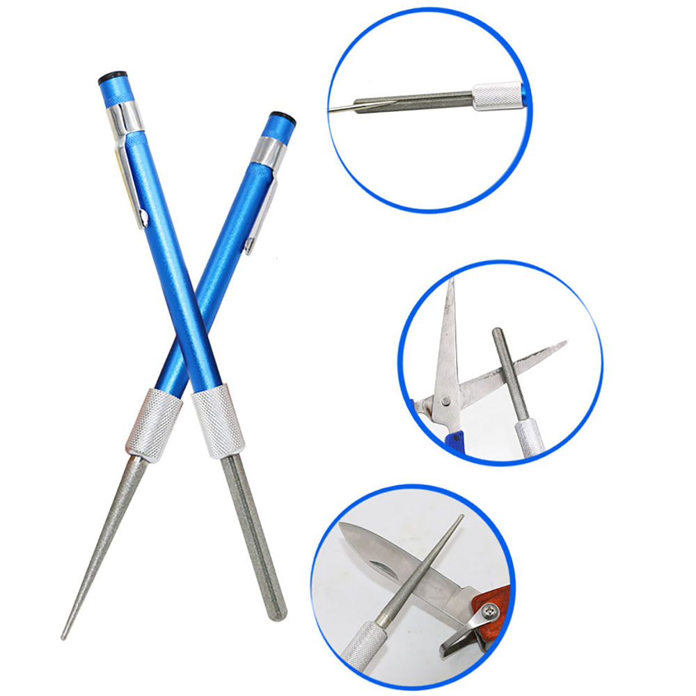 Herramienta de exterior , cuchillo en forma de pluma de diamante, afilador de pesca con gancho, pluma con sacapuntas, sacapuntas, accesorios de cocina, Gadget