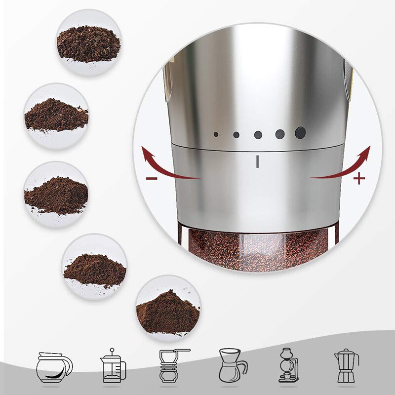 Coffe Bean Manual Grinder Expresso Cafe Grinder Machine High capacity Storage Cup Stainless Steel Coffe Grinder With Wheel