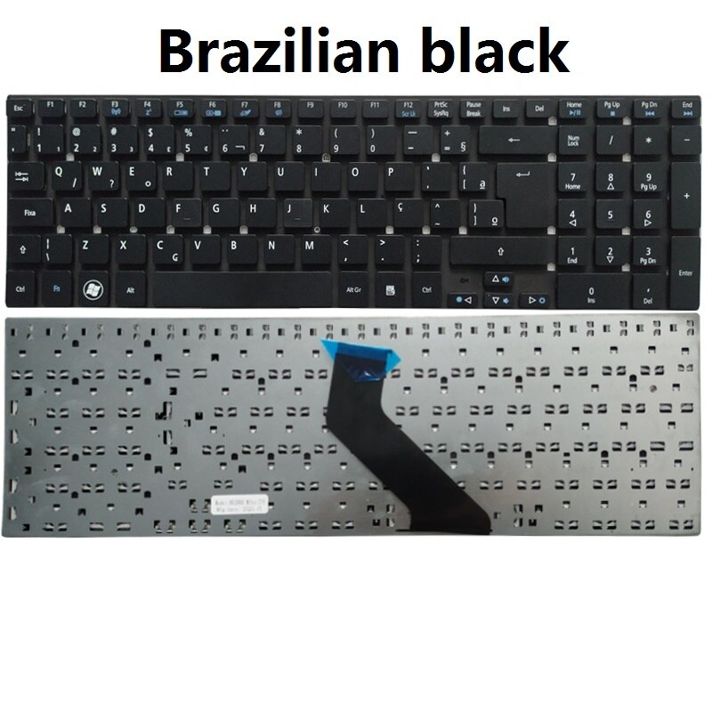 Teclado de EE. UU./FR/francés/SP/español/BR/brasileño para ACER Aspire, V3-551, V3-551G, V3-571, V3-571G, V3-731, V3-772: BR  black