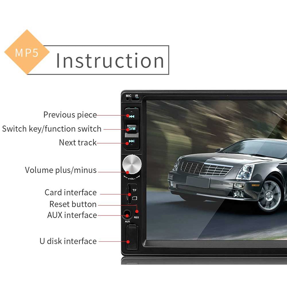 Radio 2 Din General Car Models 7'' LCD Touch Screen Car Radio Player Bluetooth Car Audio Support Rear View Camera 7012B