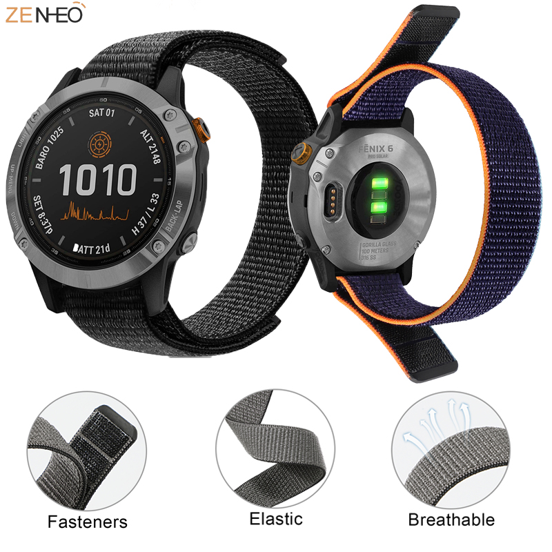 22mm 20mm kellonranneke garmin fenixille 6 6s pro/fenix 5 5s plus kudottu nailonranneke garmin quatixille 6 5/ instinct ranneke correa
