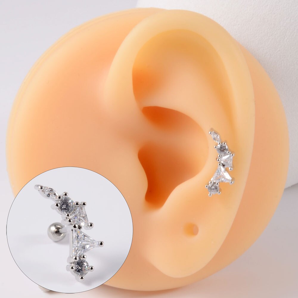 1 pz acciaio inossidabile Cz orecchio Tragus cartilagine orecchini cristallo trasparente fiore lobo elica orecchino bilanciere piercing gioielli per il corpo 20G: Di Colore Giallo chiaro