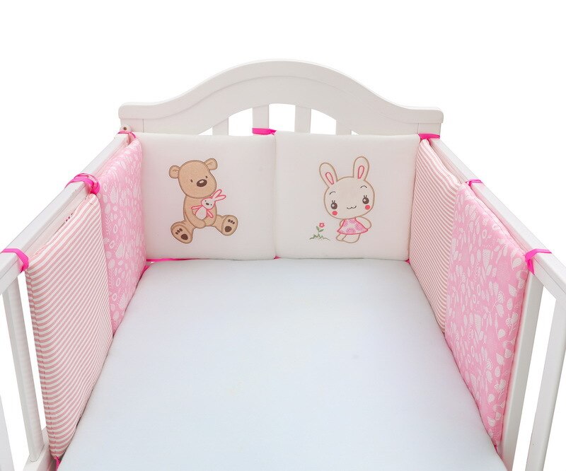 Paraurti bambino Cuscino Del Bambino Presepe Paraurti Cotone Organico Presepe Pad Paraurti Cuscino Della Ragazza del Ragazzo Scuola Materna Culla Camera Da Letto Del Bambino Set Bambino Del Bambino Letto set: pink bear rabbit