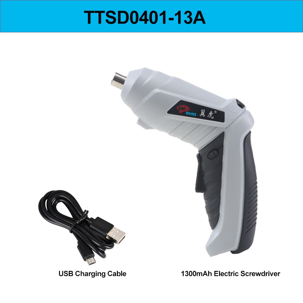 4V Mini Electrical 1/4 inch Lithium Screwdriver Set Smart Cordless USB Rechargeable Handle Electric Power Tool: TTSD0401-13A