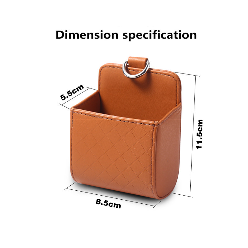 1pc Car Storage Bag Air Vent Dashboard Tidy Hanging Leather Organizer Box Glasses Phone Holder Storage Organizer Car Accessories