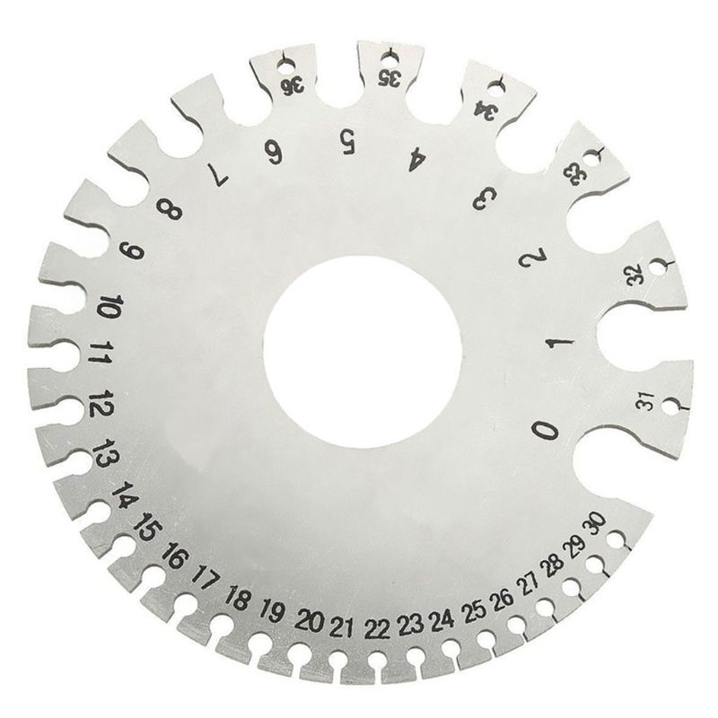 Stainless Steel 0-36 Round AWG SWG Wire Gauge Thickness Measuring Sheet Diameter Metal Machinist Measurement Plate Ruler