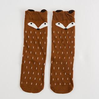 Bas en coton imprimé en renard | Collants mignons pour bébés, bas de dessin animé pour enfants, bas en coton tendance pour filles: yellow fox / 0 to 1 years