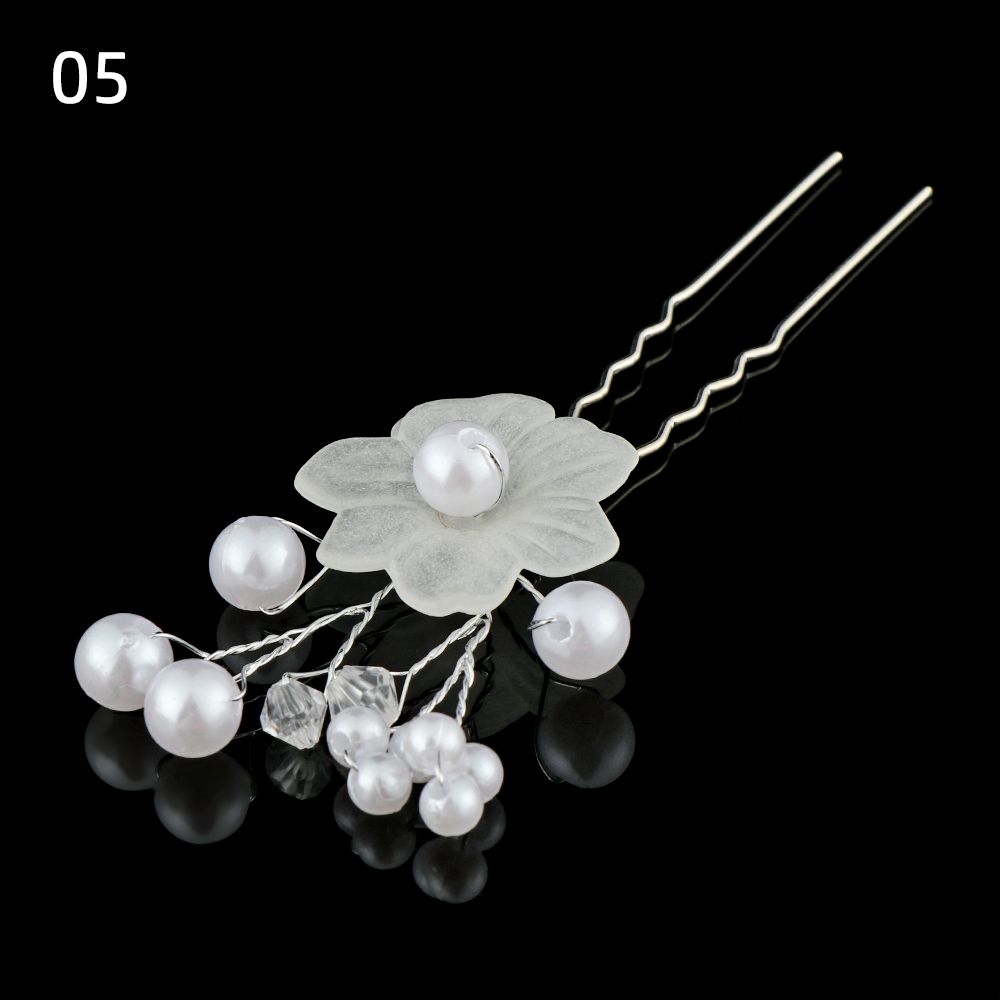 1 Stuks Bruids U-Vormige Pin Metalen Barrette Clip Haarspelden Strass Parel Vrouwen Haaraccessoires Bruiloft Kapsel Tools: Roze